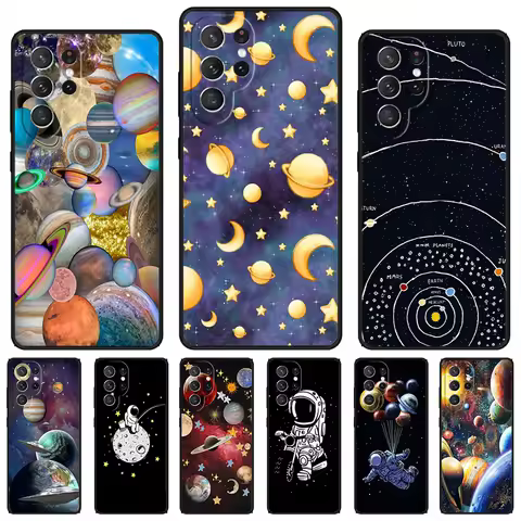Sky Space planet Moon stars phone case For Samsung Galaxy S24 S23 S22 Ultra Note 10 20 Plus S8 S9 S10 S20 S21 FE Cover