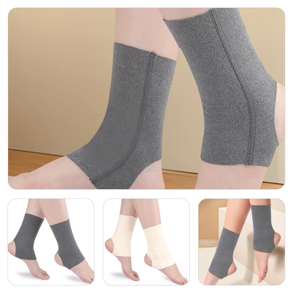

2 Pairs Protector Socks Soft Breathable Compression Design Protect Support Sports Activities Gray Beige Ankle Braces Ankle