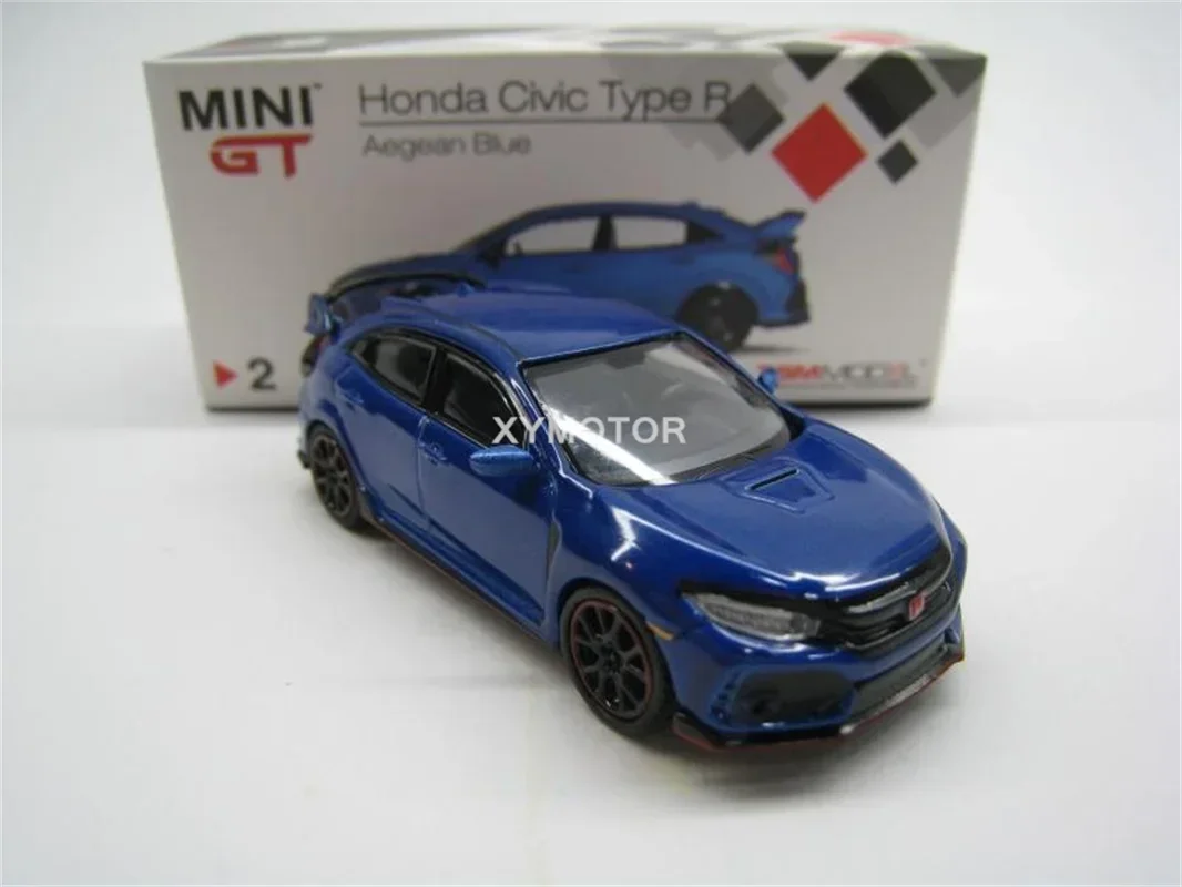 TSM MINI GT 1:64 For Honda Civic Type R FK8 Metal Diecast Model Car Gifts Display Blue/White