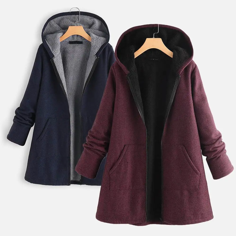 Jaqueta de Veludo com Capuz 5XL, Casaco Quente de Inverno Casual para Mulheres Gordinhas, Com Zíper, Manga Longa, Ajuste Solt...