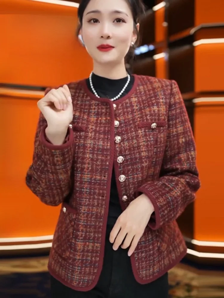 

Повседневная свободная куртка-жакет с круглым вырезом для женщин среднего возраста, весна-осень