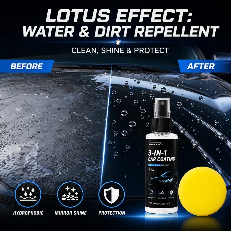 Car Paint Sealant Spray, Lotus Effect Hydrophobic Coating, Water Beads Up Roll Off, Lasting Gloss Shield