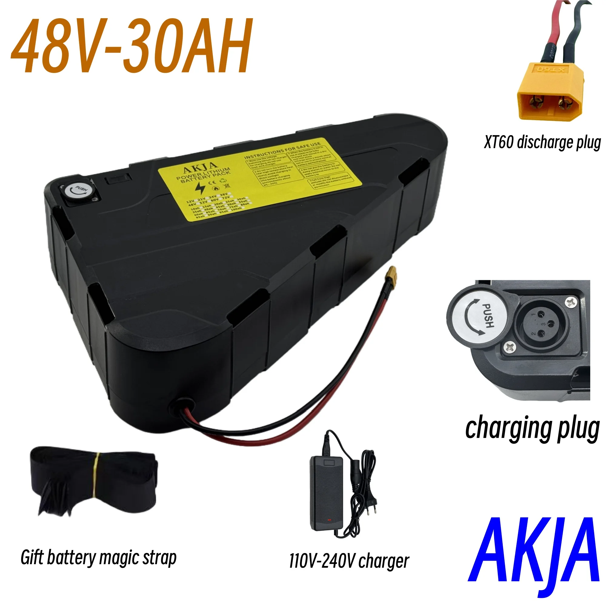 Lucht snel transport 48V60AH Hoge Capaciteit Waterdichte Hard Case Sterke power batterij 350W500W750W1000W driehoek batterij