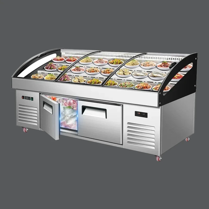 

Трехъярусный витрина Шкаф для заказа Охлаждаемая морозильная камера Встроенная коммерческая счетчик льда с воздушным охлаждением для сохранения свежести