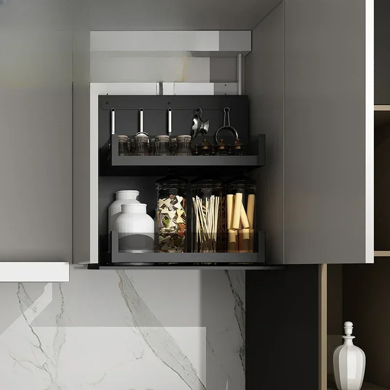Kitchen hanging cabinet electric lift basket intelligent wall seasoning hanging storage vertical up and down lift Hot sales