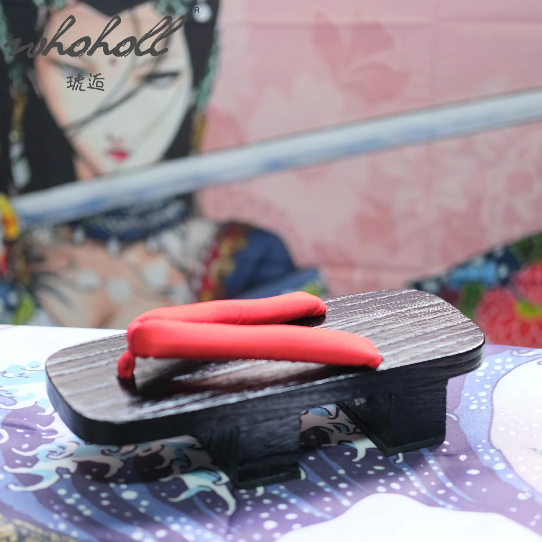 Black Paint Wooden Geta Flip Flops Man Women Slippers Japanese Anime Coplay Costumes Two-teeth Thick Platform Wood Clogs Shoes