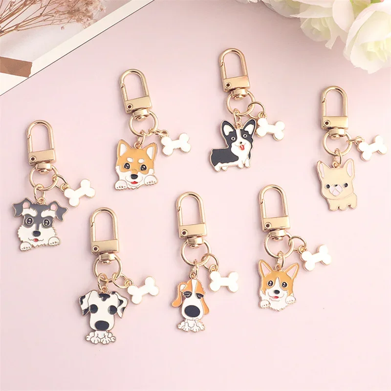 Poodle Teddy Dog Pendant Key Chains For Women Men Girls Metal Car Key Ring Keychain Bag Charm DIY Accessories Couple Lover gift