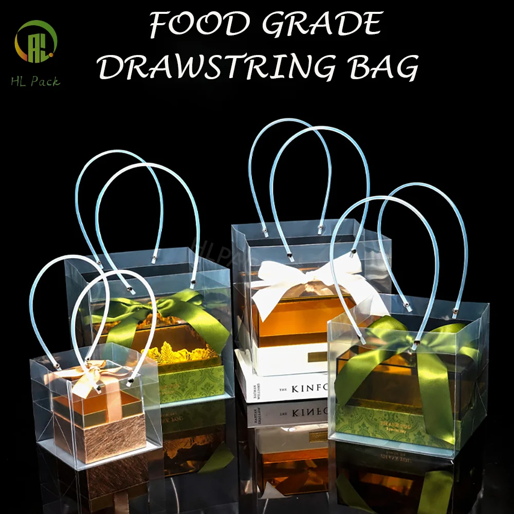 

10pcs Graduation Season Flower Gift Bag Transparent PVC Gift Box Wedding Favor Square PP Plastic Flower Hand-Tied Handbag