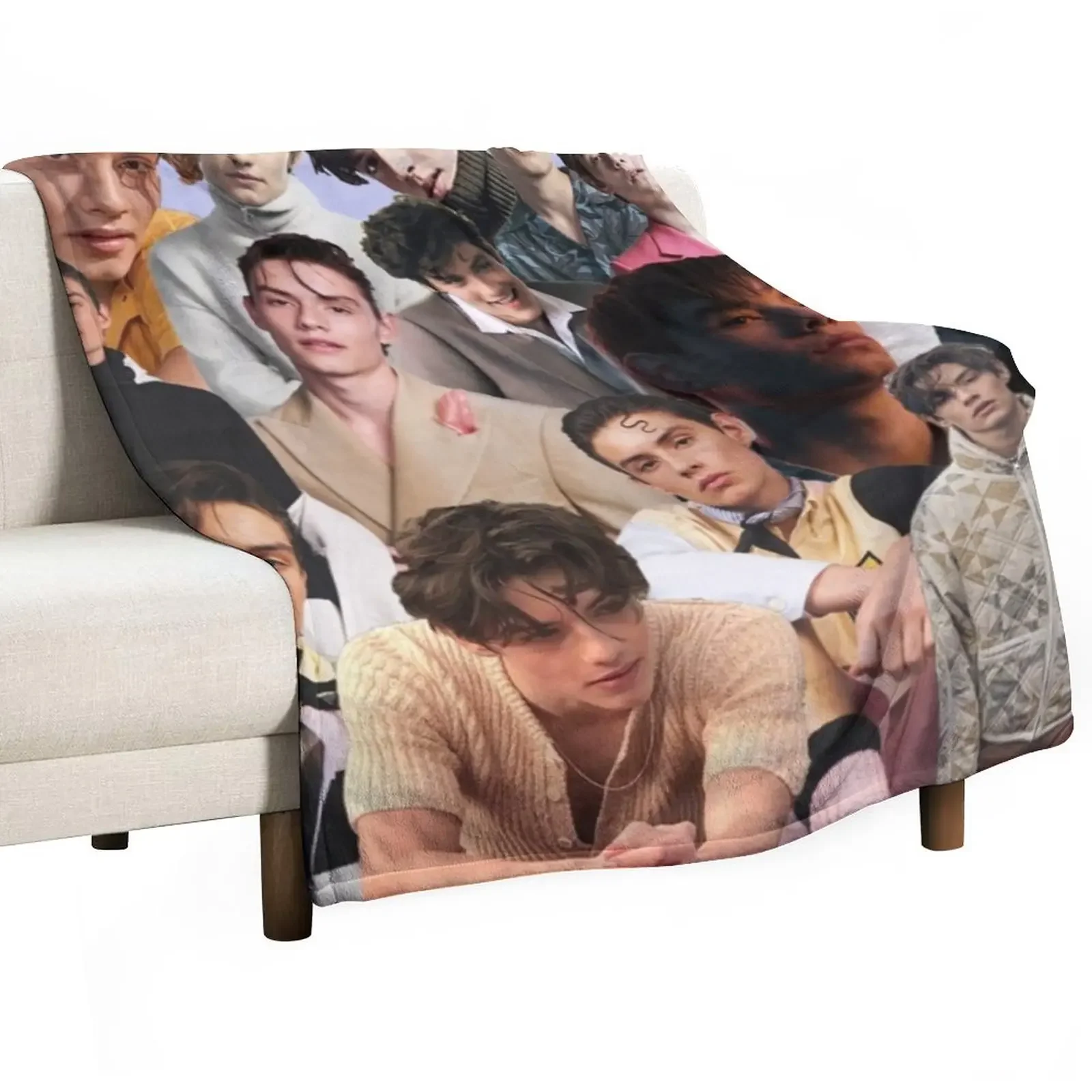 

Louis Partridge Photo Collage Throw Blanket warm winter Thermal christmas decoration Blankets