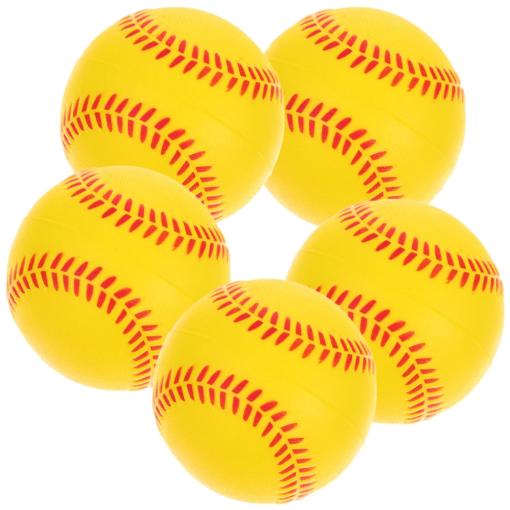 

5 Pcs Training Baseball Sponge Softball Balls Indoor Toys PU Baseballs Softballs Equipment Bright Color Physical Education