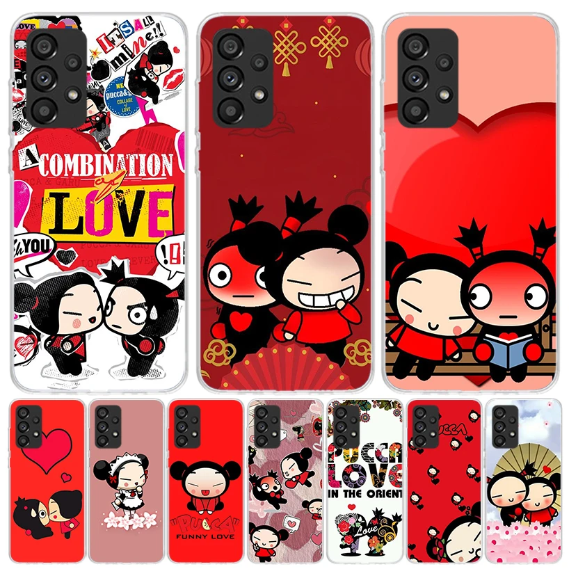 Cute Cartoon Pucca Garu Case Phone Cover for Samsung Galaxy A15 A14 A13 A12 A55 A54 A53 A52 A35 A34 A33 A32 A25 A24 A23 A22 A04S