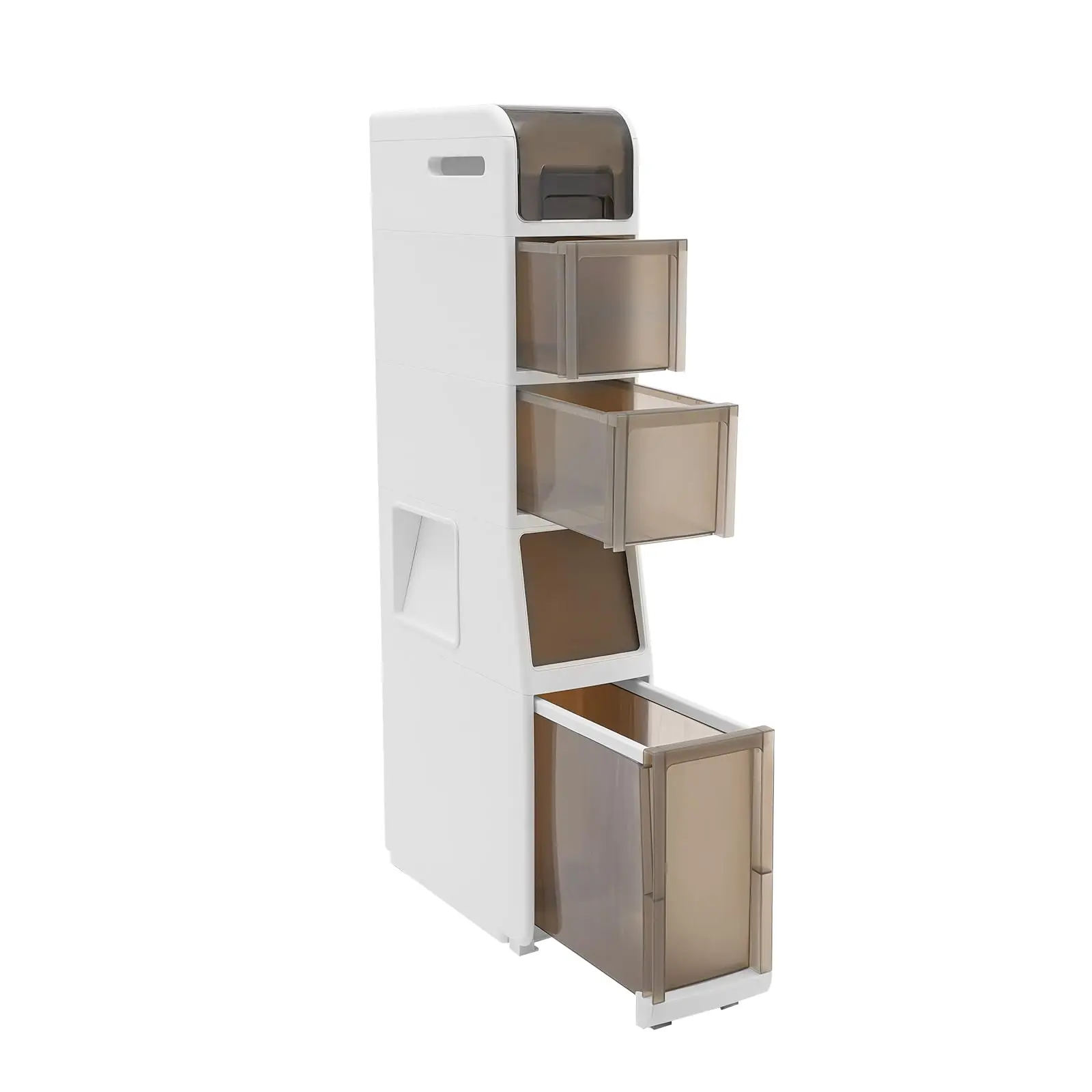 خزانة حمام دوارة مكونة من 5 طبقات مع صندوق، وخزانة تخزين أرضية مع عجلات وأدراج تخزين متنقلة بسعة كبيرة