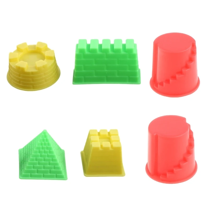 6pcs Beach Toy Outdoor Sand for PLAY Toy Molds for w/ Blockhouse Colorful Plastic Mold Bath for PLAY Baby Kids Sand Game