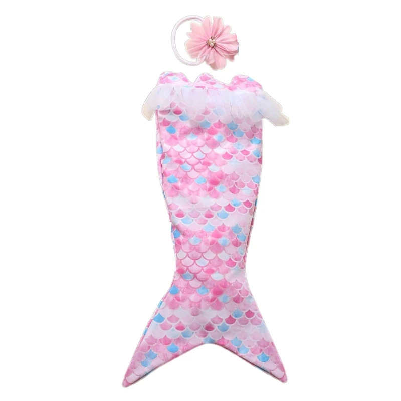 Infant Mermaids Costume Hairband Photoshooting Props Romper Newborn Shower Gift Dropshipping