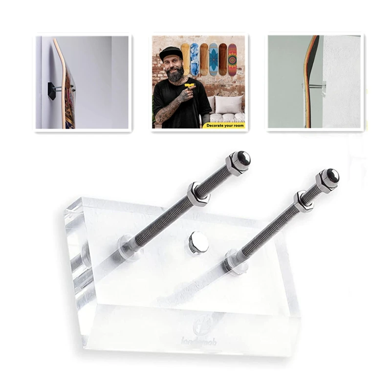 Skateboard Wall Mount Kit Indoor Acrylic Sliding Plate Display Holder For Longboard Skateboards Wall Mount