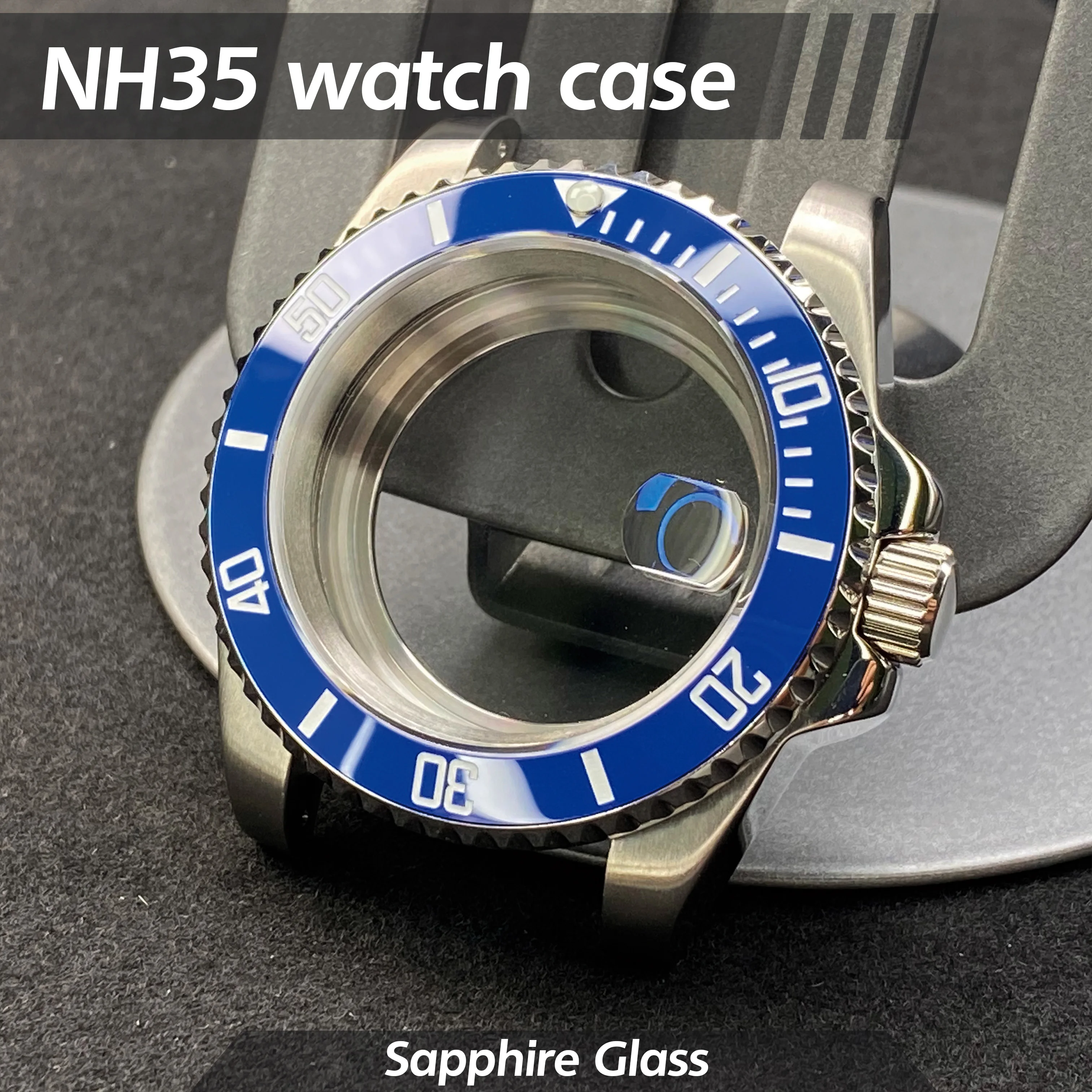 

NH35 40mm Watch Case 120click Resistance Stainless Steel Sapphire Glass for NH35 NH36 NH34 Caliber Watch Accessories