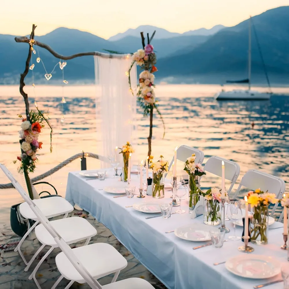 Набор пластиковых складных столов на 6 футов с 6 белыми складными стульями для пикника, мероприятий, тренировок, активного отдыха, дома и компьютера