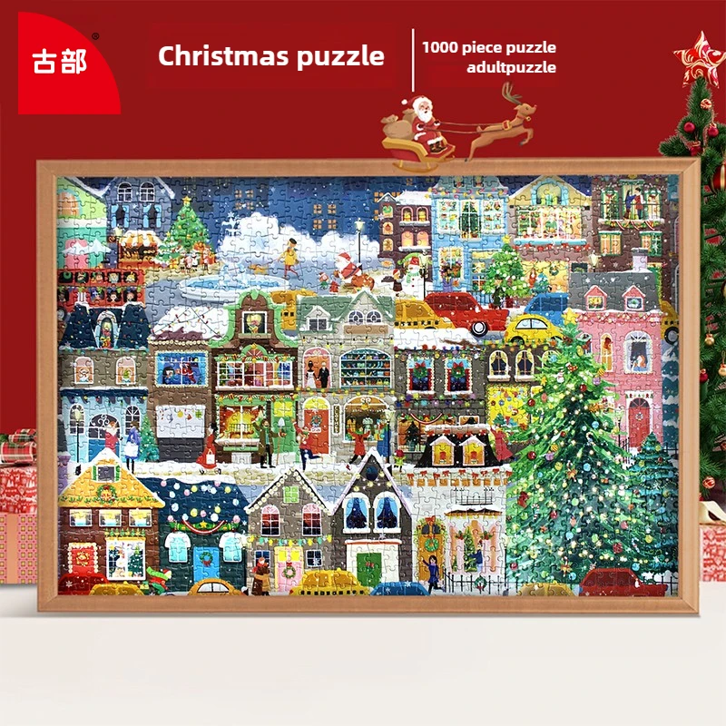 

Ancient Christmas Night 1000 Pieces Adult Puzzles Casual Decompression Educational Toys Framed New Year's Illustrations