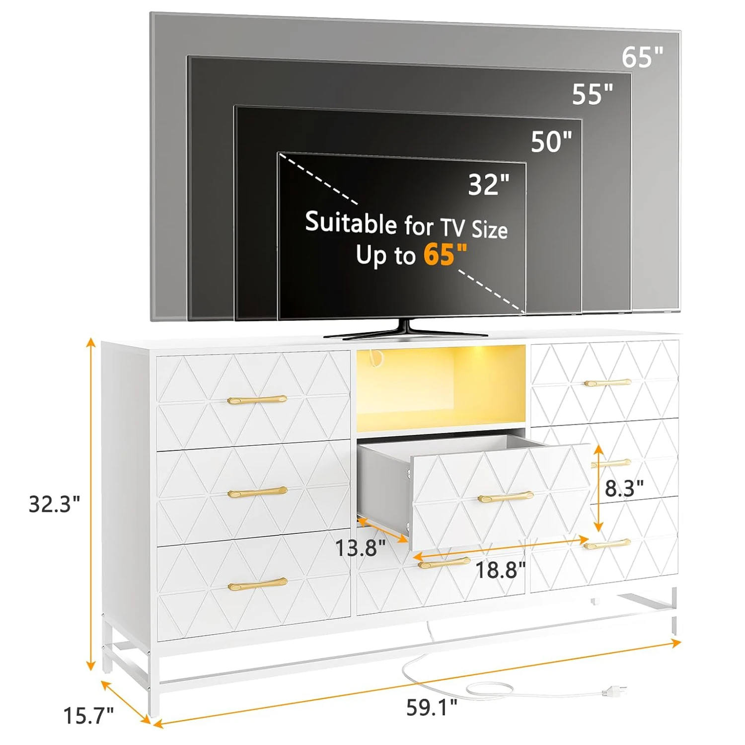 Dresser for Bedroom with 8 Deep Drawer,59