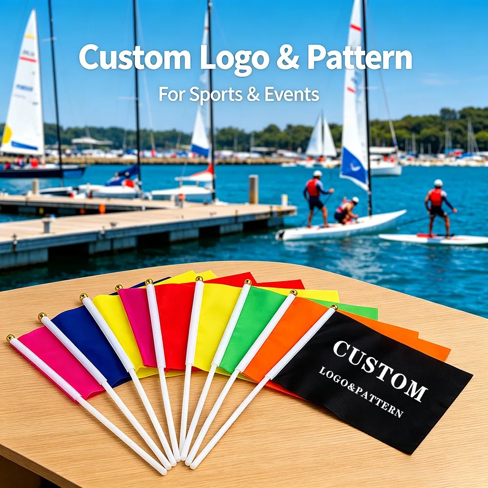 Custom Logo Pattern Waving Flags, Available for Sports Meeting, Ball Game, Party, Wedding, Advertising Decoration