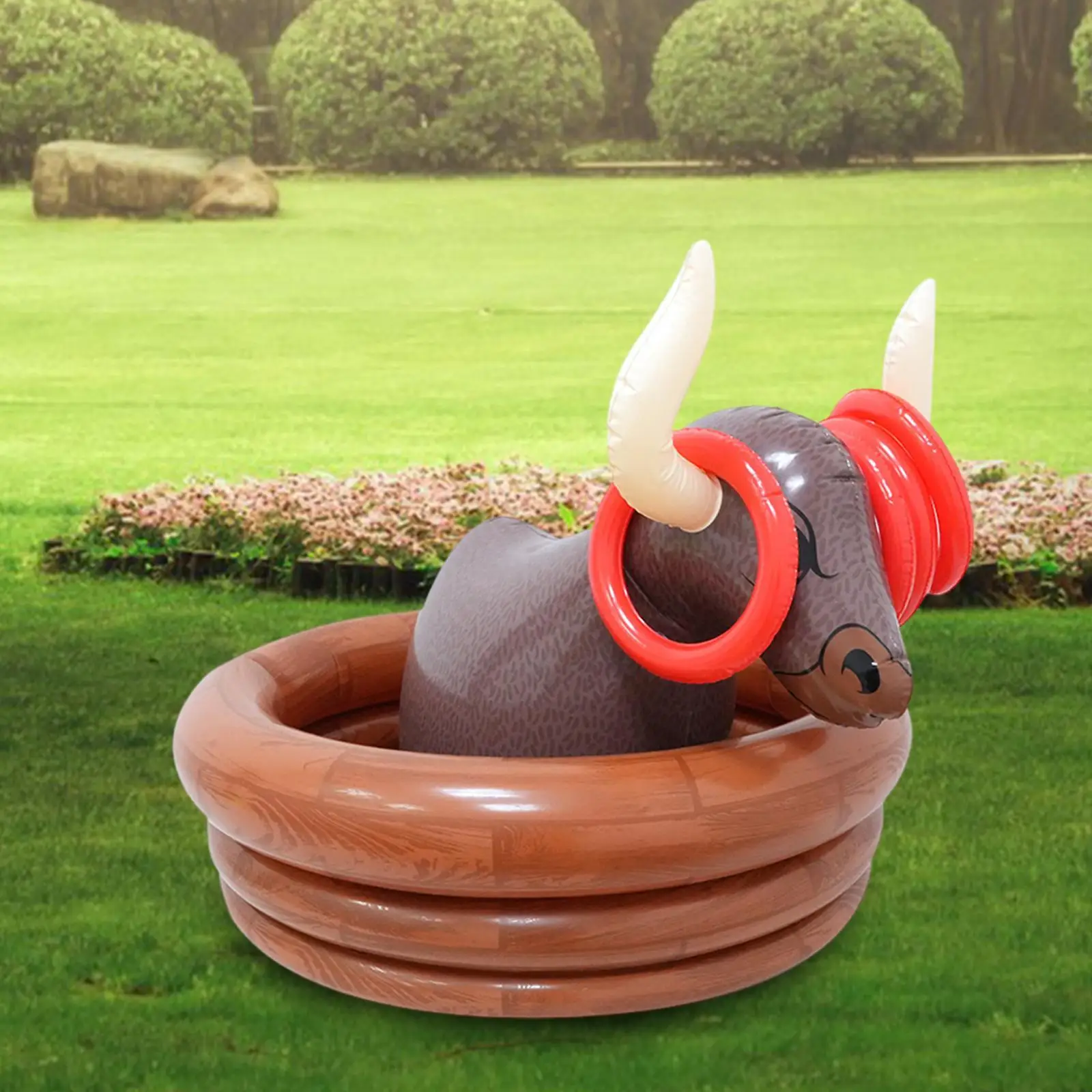 

Inflatable Water Bull Cooler, Beverage Serving Container, Rings Toss Toy, Ice Bucket Beverage Cooler for Easter, Beach