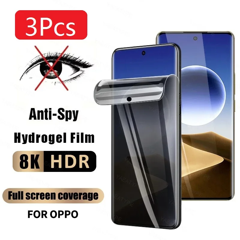 3Pcs Anti Spy Screen Protector For OPPO A5 Pro Taiwan 4G 5G CPH2735 A5X A5i Pro 5G Privacy Hydrogel Without Fingerprint Unlock