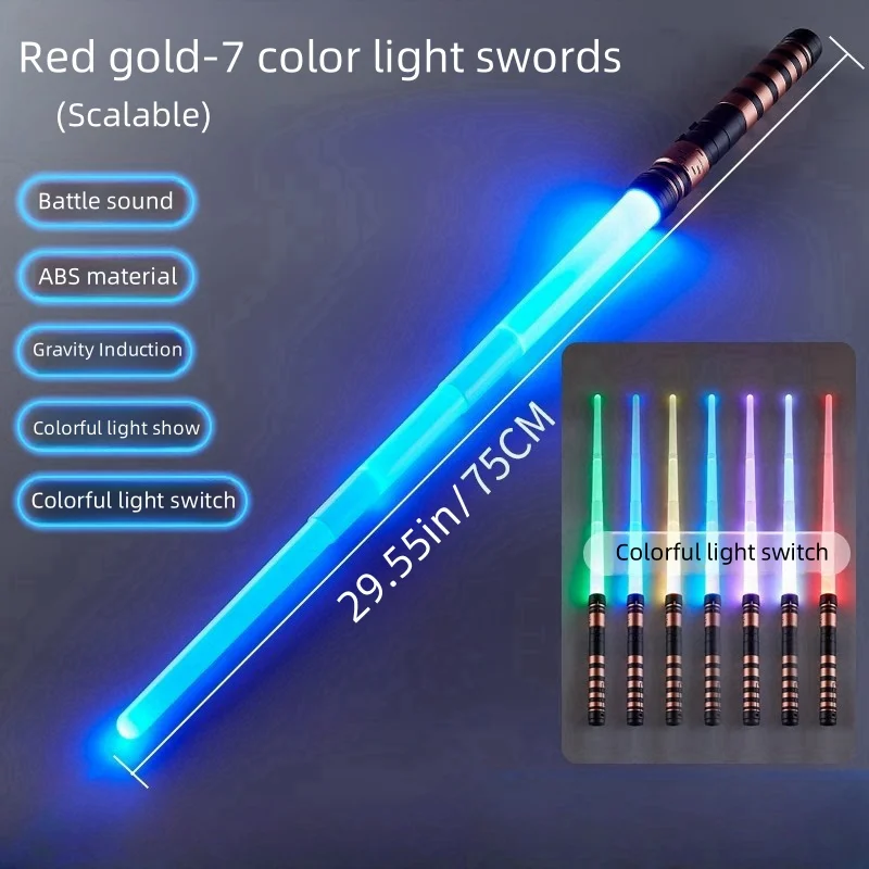 7-Color Retractable KidsA Lightsaber with Sound FX & Light Show, 2-in-1 Role-Play Sword, for Halloween/Birthday/ Christmas Gifts