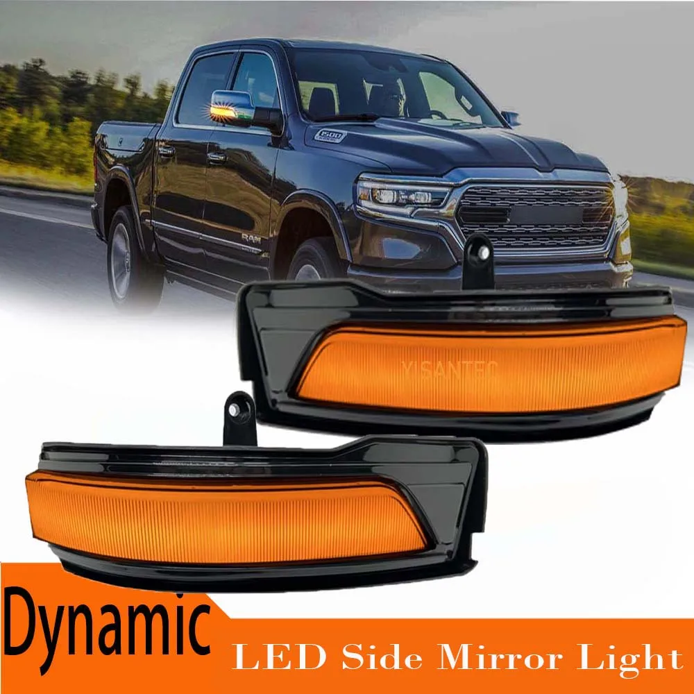 For Dodge RAM 1500 2019-2023 All New Gen5 LED Side Rearview Mirror Light Turn Signal Dynamic Amber Lamps Canbus OEM#68402097AA