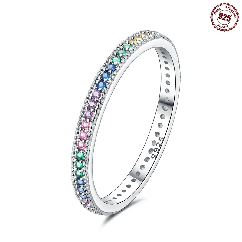 Echte 925 Sterling Silber Doppel Ringe Einfache Farbe Zirkon Ringe Für Frauen Hochzeit Verlobung Geburtstag Silber Schmuck Geschenk