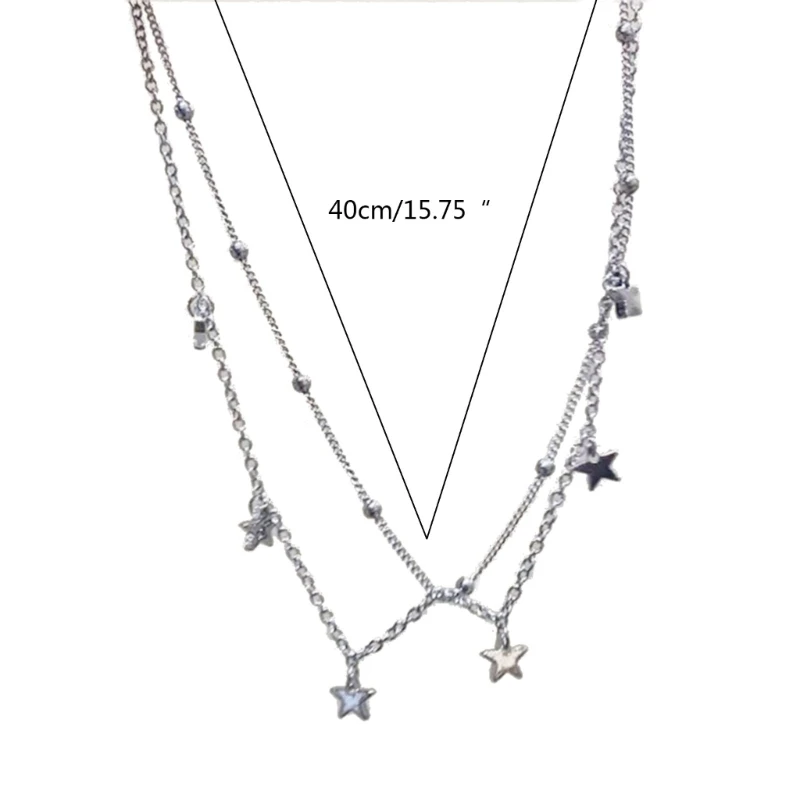 Star Beaded Strand Necklace Star Pendant Choker Fashion Accessory Neck Jewelry