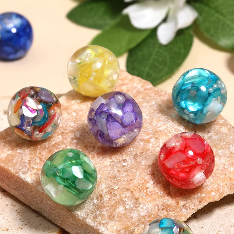 

DIY Jewelry Findings Round Colorful Shell Resin Round Gumball Bubblegum Necklace Bracelet Earring Beads 100pcs 16mm