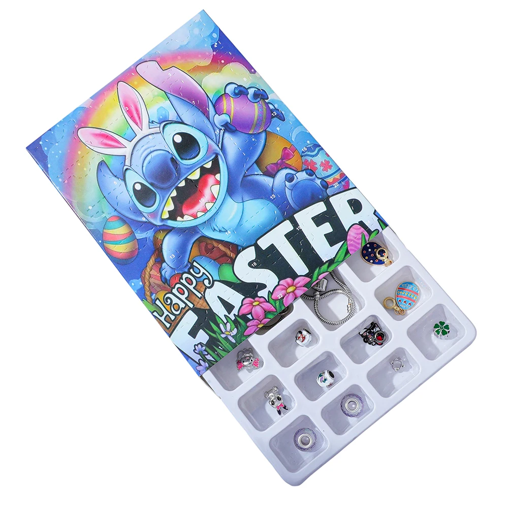 ディズニー スティッチ カートゥーン サプライズ カレンダー ブラインドボックス - 子供向けのかわいいDIYエナメルペンダントアクセサリー、お祭りのおもちゃギフト