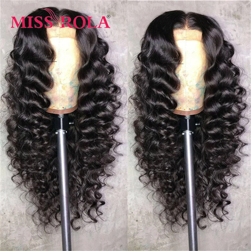 Senhorita Rola-Loose Deep Wave Lace Encerramento Frontal Perucas de Cabelo Humano, Pré Arrombado com o Cabelo do Bebê, Cabelo Remy Brasileiro