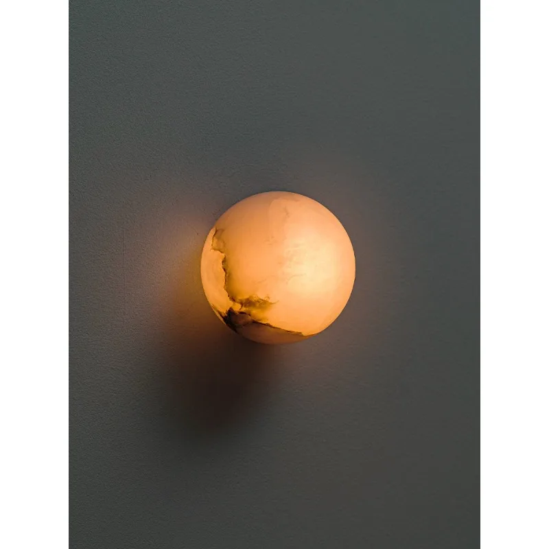 

Internet celebrity modern minimalist ancient natural marble ball Nordic living room dining room bedroom bedside pendant wall lam