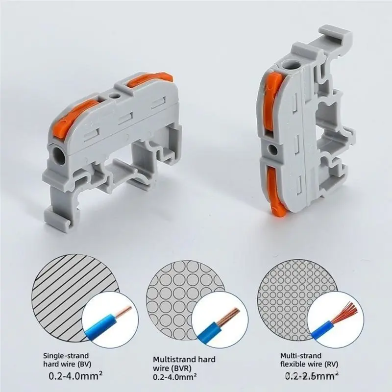 Lever Connectors 50PCS Electrical Wire Connector Din Rail Type 1 In 1 Out Compact Conductor Cable Wiring Terminal Block-AA26