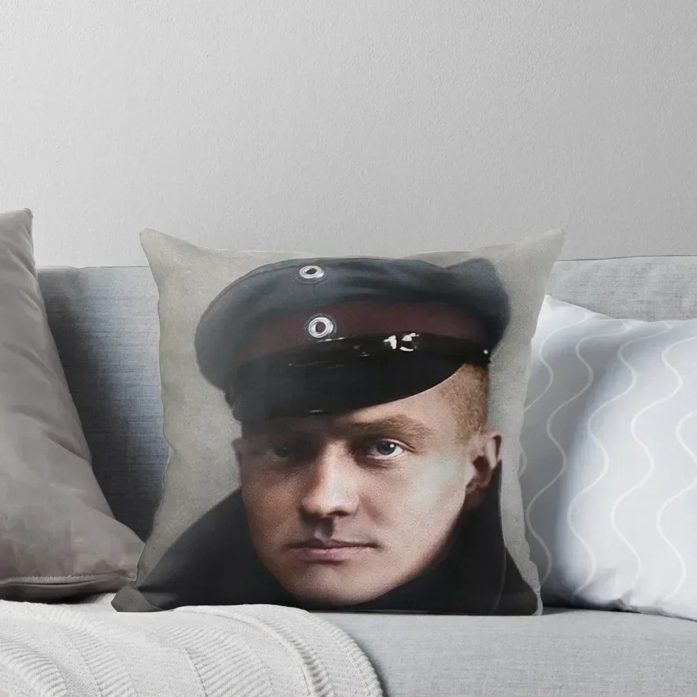 The Red Baron, Manfred von Richthofen, 1917 colorized Throw Pillow Cushion Cover For Sofa Sitting Cushion pillow