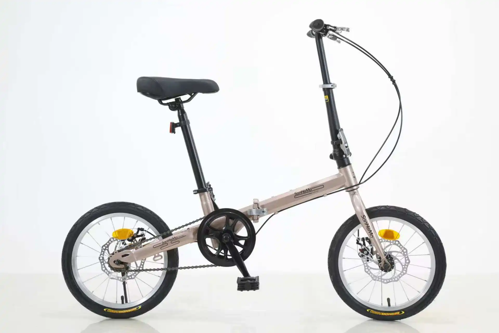 Mini Folding City Bike, Single Speed Disc Brake Steel Fork, 7 Speed Commuter Bicycle for Budget Urban Riding Use