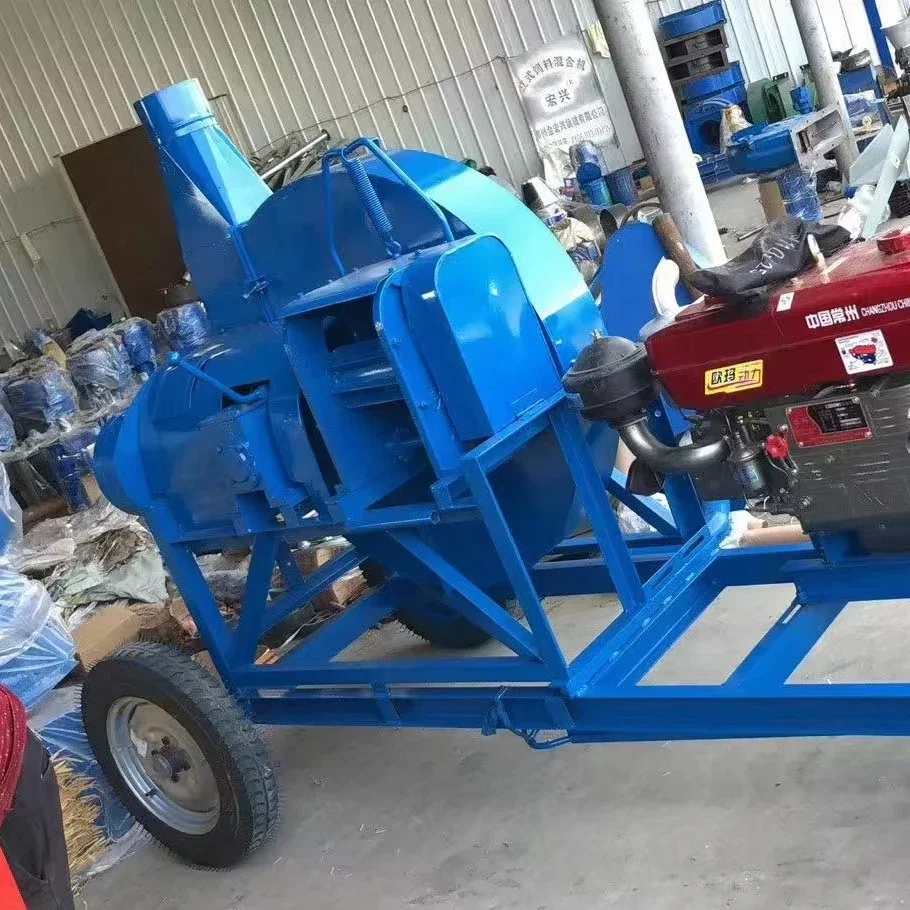 Factory Direct Supply Silage Grass Chaff Cutter Machine 220v Poultry Cattle and Horses Animal Feed Processor Corn Straw Mower