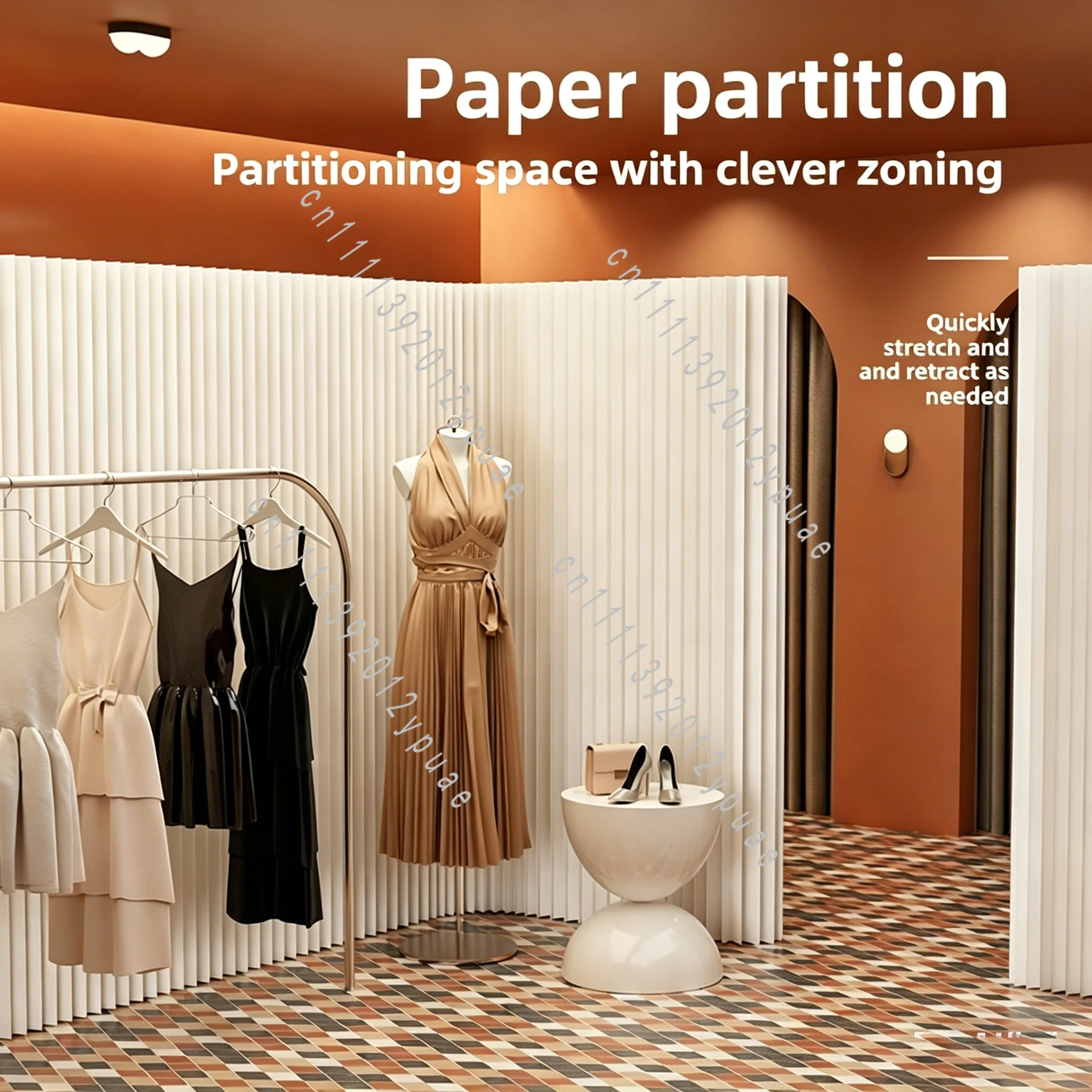 Foldable Paper Room Divider Portable Movable Privacy Partition for Office Live Studio Beauty