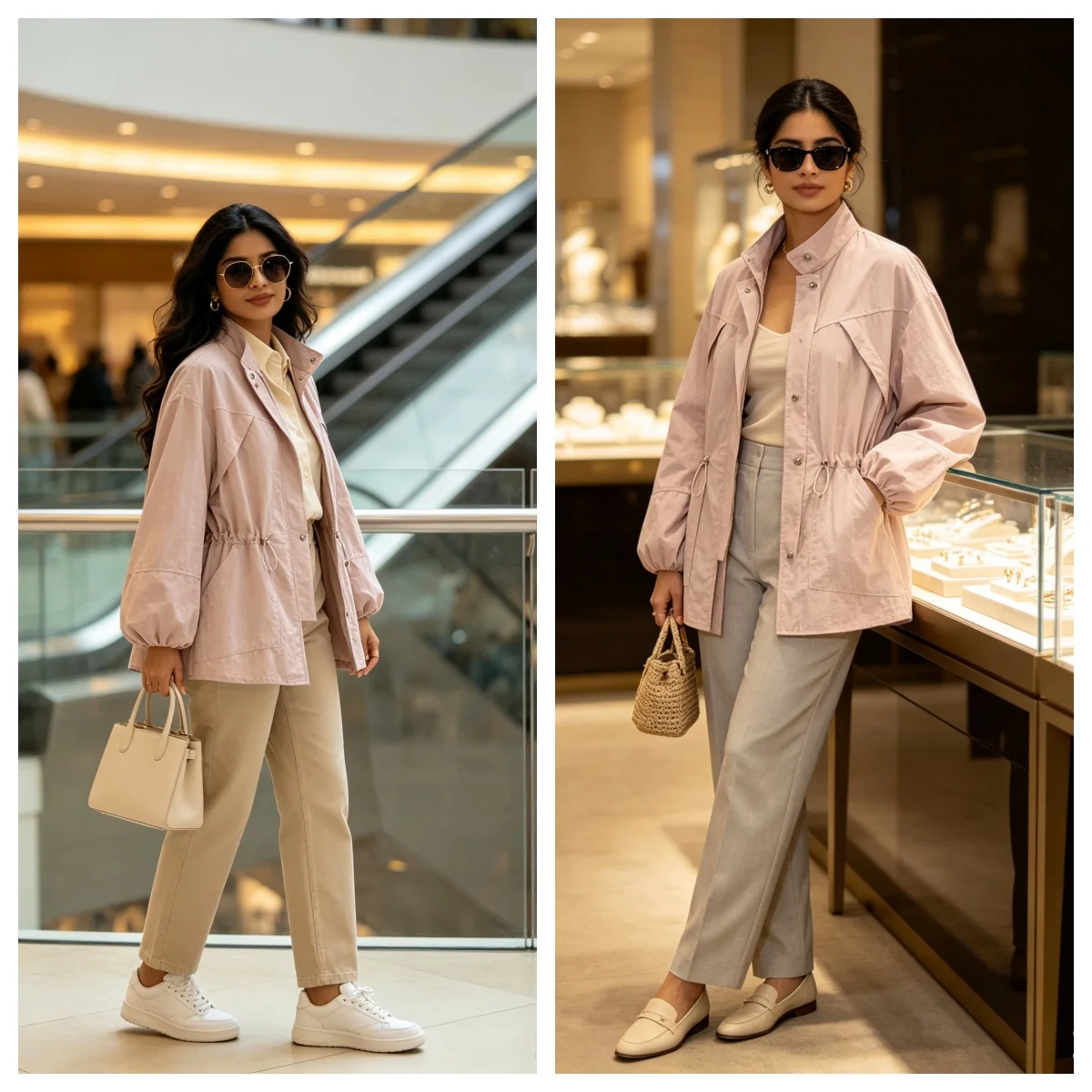 Women's Jacket with Elastic Drawstring New 2026 Autumn High-Neck Pocket Long Sleeve Zipper Woman Coat Simple Female Tops