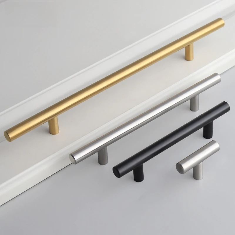 Modern Gold Brushed Straight Cupboard Stainless Steel Brushed Black Gold Kitchen Door Single-Hole Handle Handles Cabinet Pull