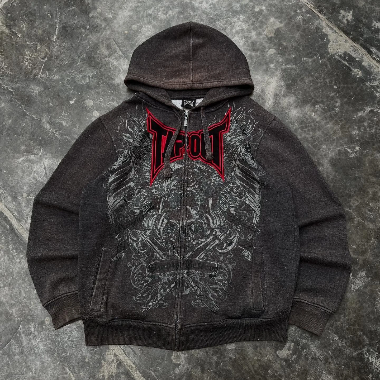 

Винтажная толстовка на молнии с вышивкой Tapout Y2k, женская и мужская уличная одежда в стиле хип-хоп, толстовка большого размера, куртка, одежда