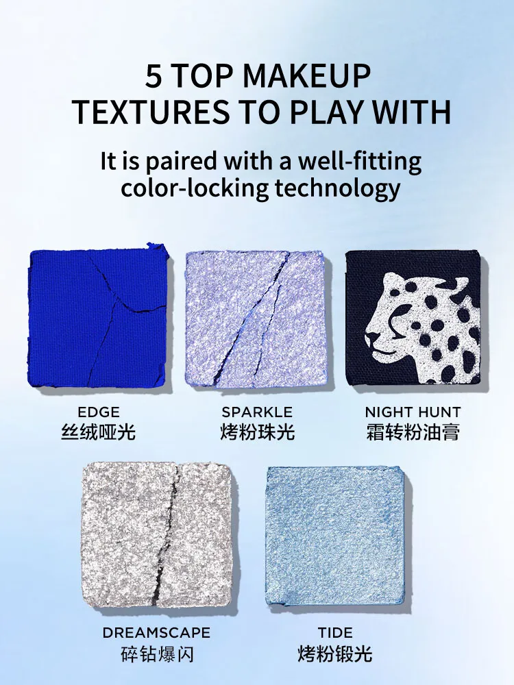 PERFECT DIARY 12-kolorowa Paleta Cieni do Powiek Blue Eye Shadow, Owsianka, Brokatowy Puder, Matowe Perłowe Cekiny, Znana Marka Chińska Cienie do Powiek