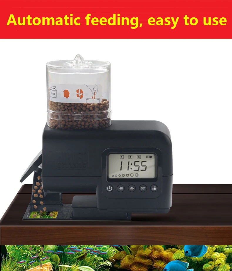 Aquarium Automatic Fish Feeder Digital LCD Timer Food Feeding High Capacity Intelligent Easily Feed Bin Fish Tank Supplies