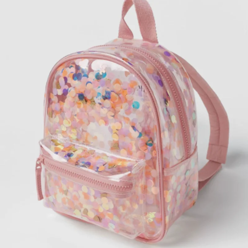 2024 nuovo zaino trasparente per coriandoli per bambini borsa da scuola per bambini zaino per ornamenti di coriandoli di colore per bambini