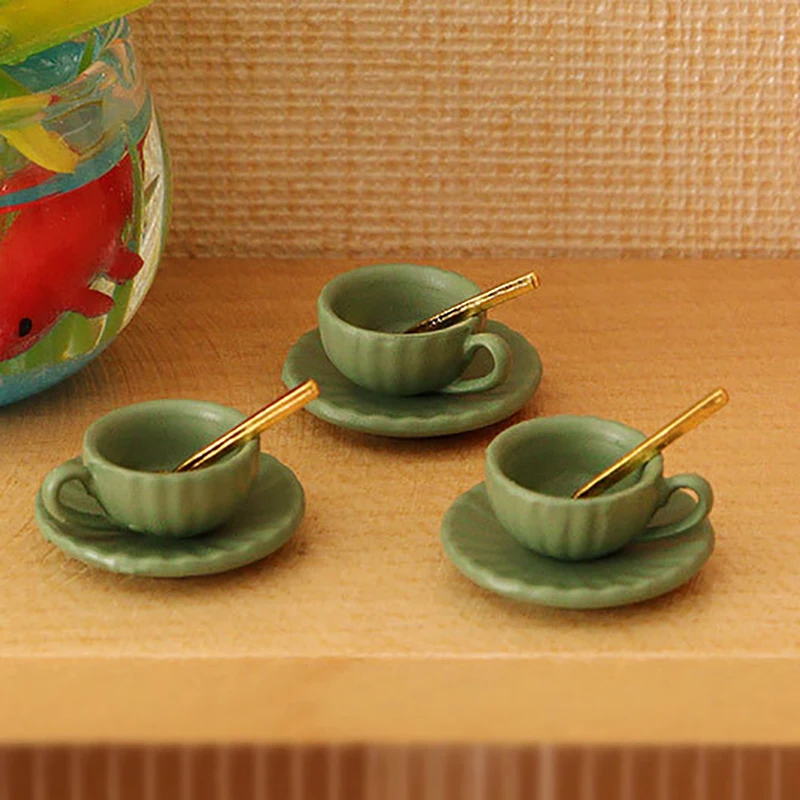 3pcs/set Dollhouse Simulation Miniature Coffee Cup Model Ornaments Handmade DIY Home Scene Accessories