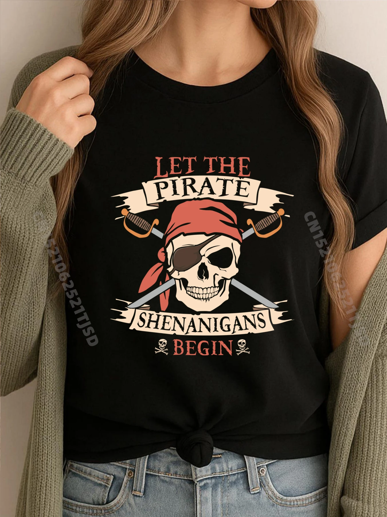 

Let The Pirate Shenanigans Begin Halloween Skull Bandana Boy Wholesale Tshirts 100 Pcs Designer Clothes Woman