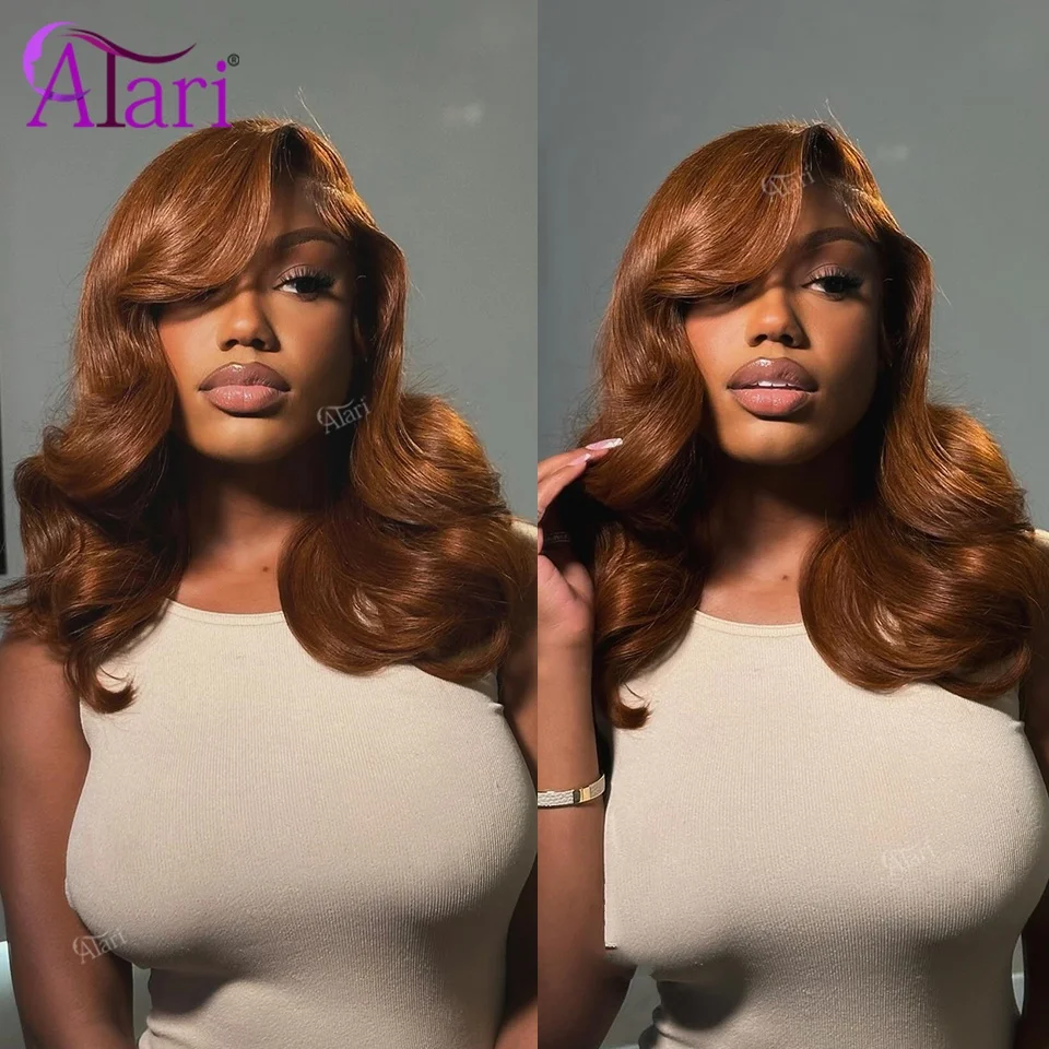 

Colored Ginger Brown Boncy Wave Human Hair Wigs Transparent 13x4 13x6 Lace Frontal Wig Side Part Remy Hair 5x5 Closure Lace Wig