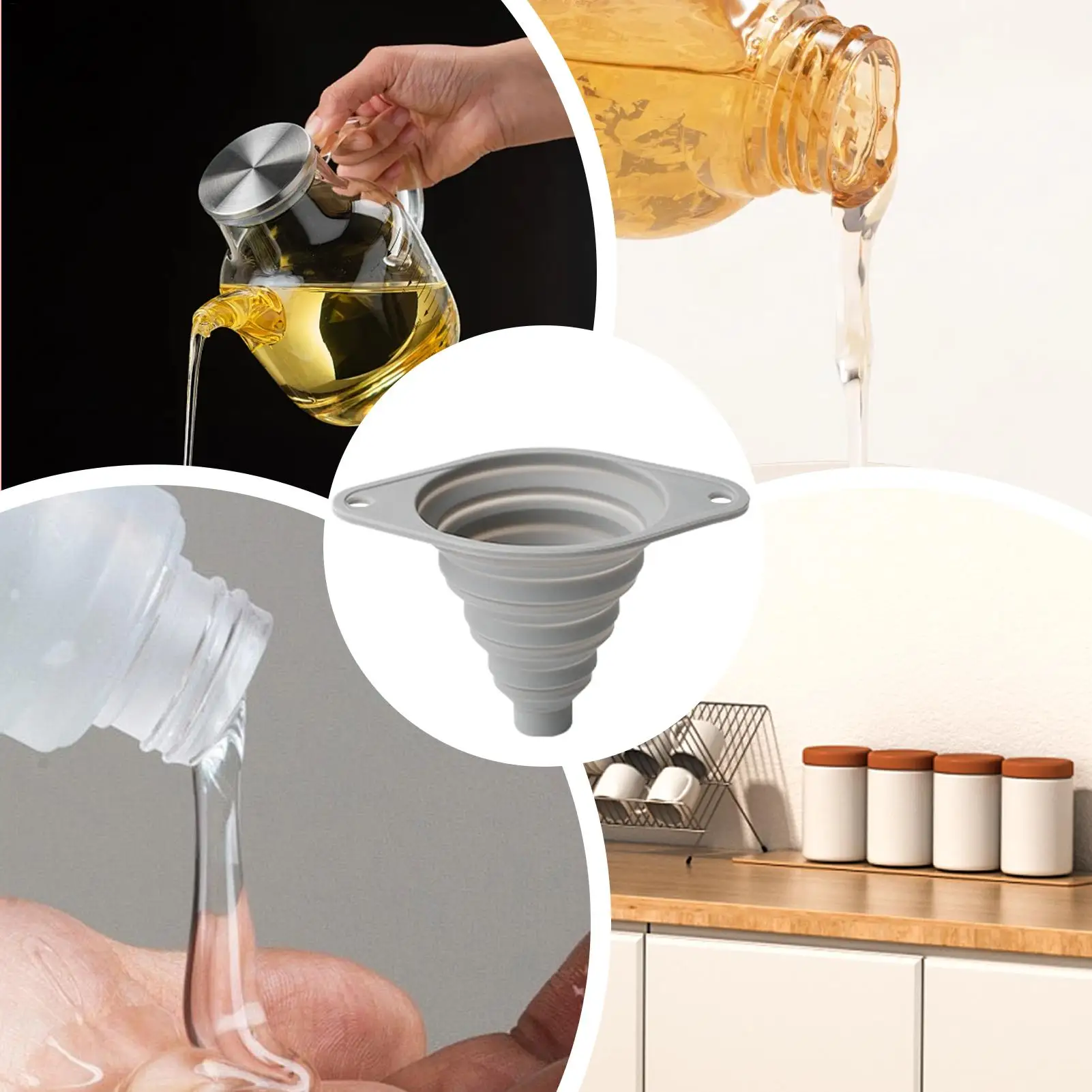 small funnel food-grade silicone funnel Household mini telescopic folding funnel wide-mouth funnel for pouring oil wine leaking