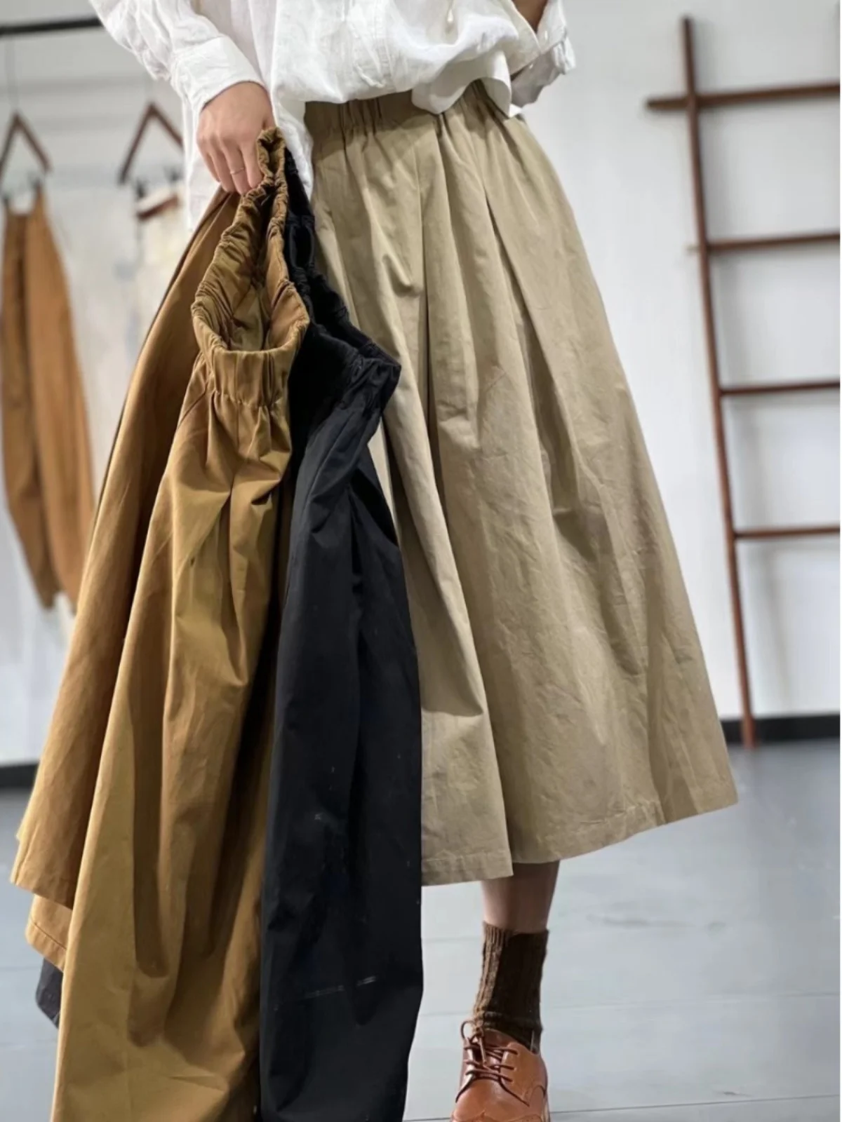 

Retro Japanese Sle Workwear A-Line Skirt Women's Spring Summer plus Size Trendy Casual Hip Covering Skirts